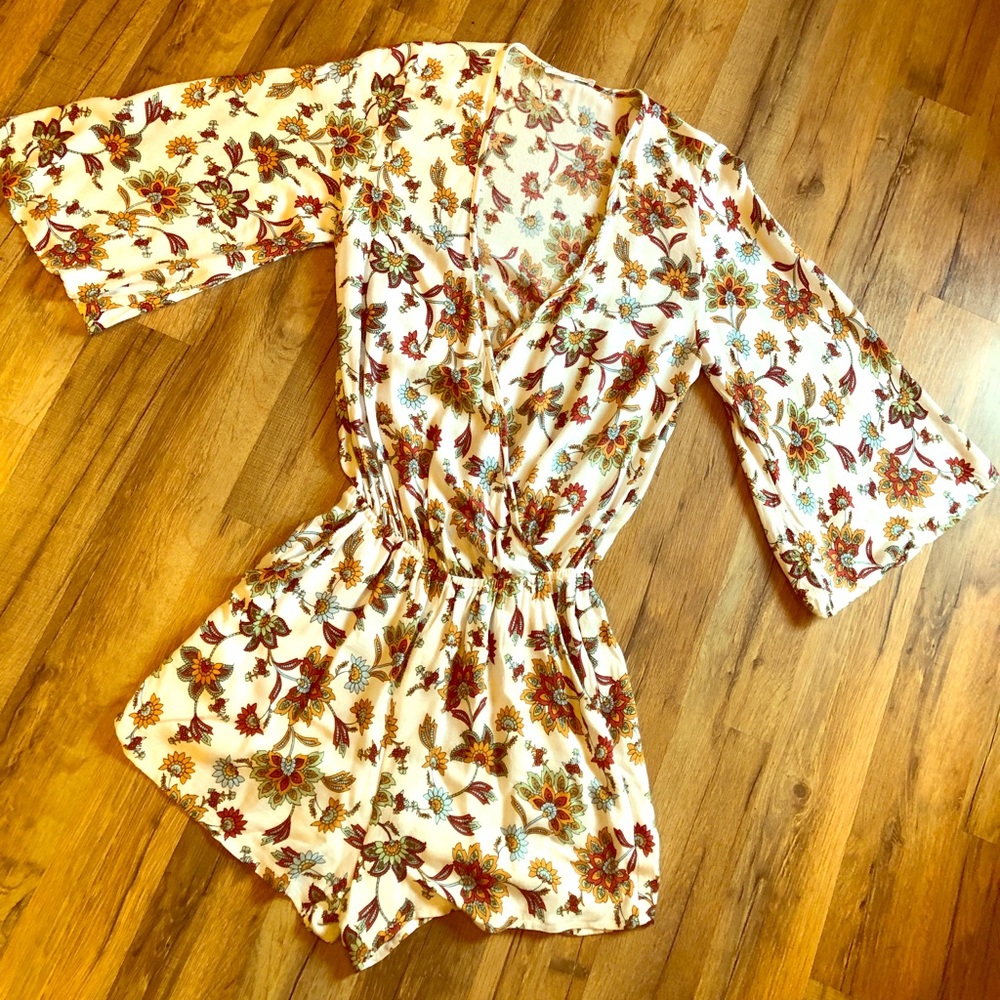 Olivaceous Flower Print Romper